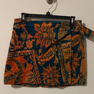 Urban Outfitters Corduroy Teal and Orange Mini Skirt